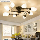 Rustic black opal glass semi flush light – living room chandelier