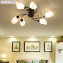 Rustic black opal glass semi flush light – living room chandelier