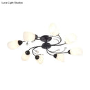 Rustic black opal glass semi flush light – living room chandelier
