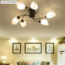 Rustic black opal glass semi flush light – living room chandelier