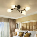 Rustic black opal glass semi flush light – living room chandelier