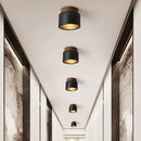 Rustic black travertine ceiling light for entrance hallway
