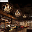 DecorBites™ Rustic 4-Light Wrought Iron Chandelier Pendant with Crystal Deco for Restaurants