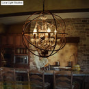 DecorBites™ Rustic 4-Light Wrought Iron Chandelier Pendant with Crystal Deco for Restaurants