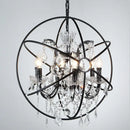 DecorBites™ Rustic 4-Light Wrought Iron Chandelier Pendant with Crystal Deco for Restaurants