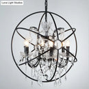 DecorBites™ Rustic 4-Light Wrought Iron Chandelier Pendant with Crystal Deco for Restaurants