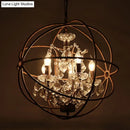 DecorBites™ Rustic 4-Light Wrought Iron Chandelier Pendant with Crystal Deco for Restaurants