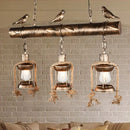 Rustic bronze bird caged island pendant light kitchen rope chandelier