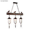 Rustic bronze bird caged island pendant light kitchen rope chandelier