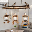 Rustic bronze bird caged island pendant light kitchen rope chandelier