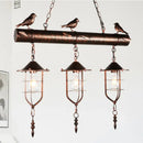 Rustic bronze bird caged island pendant light kitchen rope chandelier