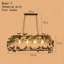 Rustic bronze green leaf bird cage chandelier dining room light