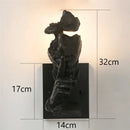 Rustic bronze loft face wall lamp abstract living room sculpture