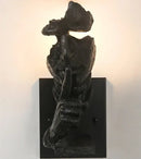Rustic bronze loft face wall lamp abstract living room sculpture