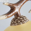 DecorBites™ Traditional Bell Ceiling Lamp: 2-Bulb Bedroom Island Light Fixture with Antler Arm in Flaxen Fabric