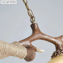 DecorBites™ Traditional Bell Ceiling Lamp: 2-Bulb Bedroom Island Light Fixture with Antler Arm in Flaxen Fabric