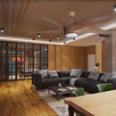Rustic brown blades ceiling fan with remote control living room light