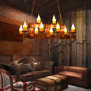 Rustic brown candle island lighting fixture dining room chandelier
