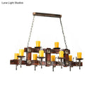 Rustic brown candle island lighting fixture dining room chandelier