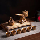 Rustic brown ceramic tea set dining room tea brewing kit