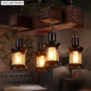 DecorBites™ Rustic Wooden Brown Ceiling Light Lantern - 6-Bulb Hanging Island Lamp for Restaurants