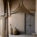 Rustic conical woven twig bamboo led pendant light for dining room