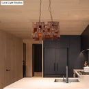 DecorBites™ Wooden Rectangle Restaurant Island Chandelier Pendant with Hollow Out Design - Brown, 2/3 Bulbs, Countryside Style