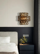 Rustic dark brown glass wall sconce lamps living room led decor