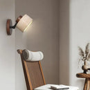 Rustic dark wood and beige concrete wall light bedroom sconce