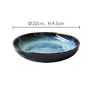 Rustic deep blue speckled ceramic salad bowl dining room dish