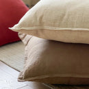 Rustic earthy tones linen fringed pillow cover living room decor