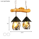 DecorBites™ Farmhouse Black Hanging Lamp for Restaurant Island Lighting with 3 Lights, Cylinder White Fabric/Clear Glass Shade