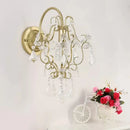 Rustic gold crystal wall mount lamp bedroom ornate sconce light
