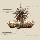 Rustic golden brown antler pendant chandelier dining room light