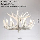 Rustic golden brown antler pendant chandelier dining room light