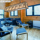 DecorBites™ Rustic Metal Island Light Fixture: Country Pendant Lighting for Living Room - 3/6 Lights, Rectangular Design