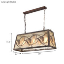 DecorBites™ Rustic Metal Island Light Fixture: Country Pendant Lighting for Living Room - 3/6 Lights, Rectangular Design