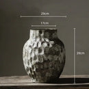 Rustic gray & white coarse pottery vase living room home decor