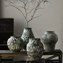 Rustic gray & white coarse pottery vase living room home decor