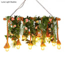 DecorBites™ Rustic Brown Hemp Rope Island Light with 10 Exposed Bulbs, Plant Decoration