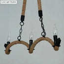 Rustic industrial black rope ceiling light dining room chandelier