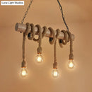 Rustic industrial brown pendant light dining room rope wood fixture