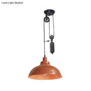 Rustic industrial copper dome pendant with pulley living room light