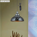 Rustic industrial copper dome pendant with pulley living room light