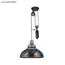 Rustic industrial copper dome pendant with pulley living room light