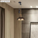 Rustic industrial copper dome pendant with pulley living room light