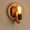 Rustic industrial hemp rope wall lamp bedroom edison sconce