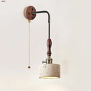 Rustic industrial wood and concrete wall sconce bedroom light