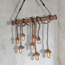 Rustic industrial wood and rope island pendant light dining room