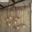Rustic industrial wood and rope island pendant light dining room